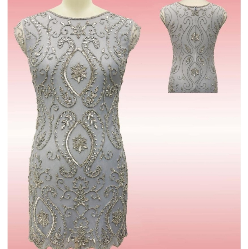 COPY - JKara 5497SB Cocktail Beaded Dress 8 Blue …